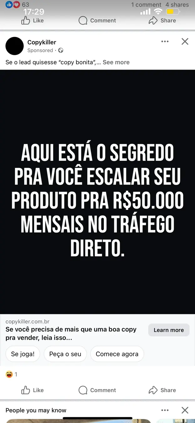 Tela preta com texto #1